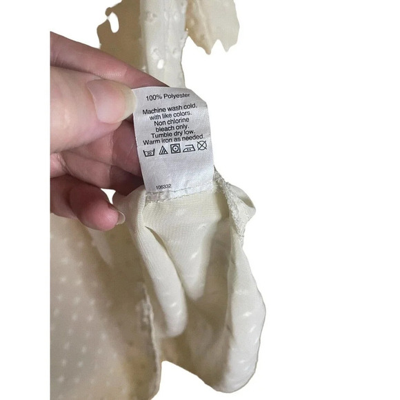 J.Crew Women Ivory Sheer Lightweight Long Sleeve Blouse with Pom Poms Sz Small - Picture 5 of 7